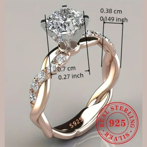 5A Zircon Semi Solitaire Twist Bridal Band 14K over Sterling - Picture 3 of 3